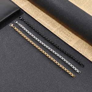 Hiphop square pearl titanium steel bracelets in black, silver, and gold finishes with lobster clasp