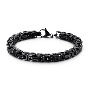 Classic Byzantine chain bracelet for men in black titanium steel with lobster clasp
