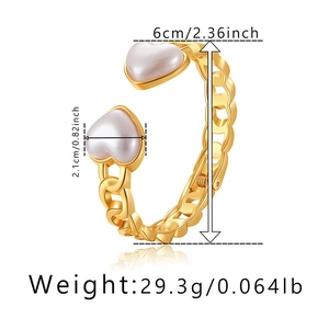 Detailed size and weight specs for the golden heart pearl chain bracelet with dimensions