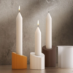Vertical striped heart-shaped silicone mold for DIY candle holder and resin plaster crafts