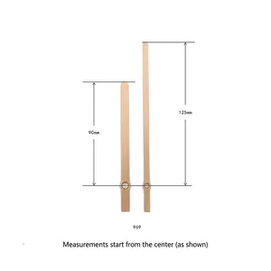 Minimalist rose gold aluminum clock hands, 90mm and 125mm length measurement display