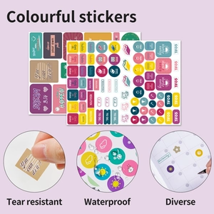 Waterproof colorful stickers with motivational quotes for monthly planners and notebooks