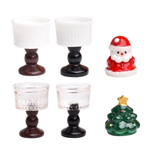 6-piece miniature Christmas set with Santa, tree and goblets for DIY dollhouse scenes