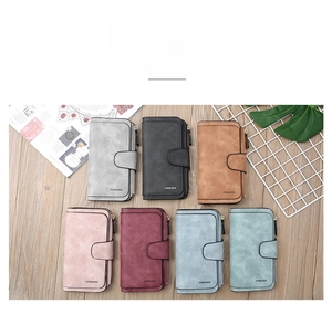 Long frosted PU leather multi-purpose wallet clutch card bag detail view for women