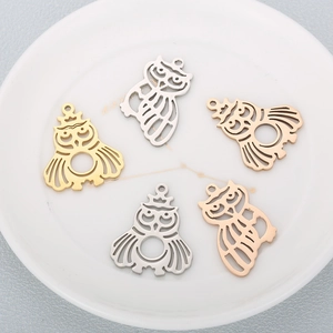 Hollow Owl Pendant Stainless Steel Animal Charm For DIY Necklace Bracelet Jewelry Making Accessories