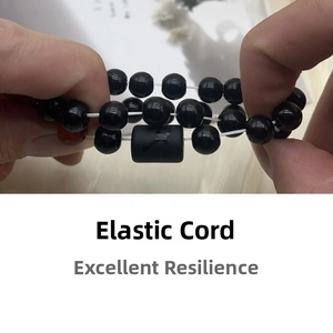 Close-up showing the high elasticity and durable stretch cord of the beaded bracelet
