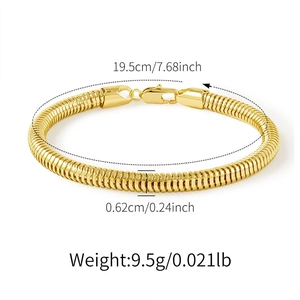 Detailed size specifications for 14K gold plated snake chain bracelet shown on white background