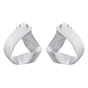 Minimalist S925 sterling silver triangle stud earrings with twisted textured design