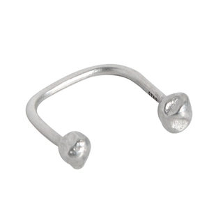 Minimalist S925 sterling silver U-shaped earring with irregular hammered texture on white background