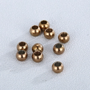 Perle tonde in acciaio inossidabile dorato lucido con foro grande per gioielli DIY