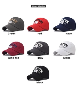 Detailansicht der Boston City Baseballkappen in 7 verschiedenen Farben mit hochwertigem Stick