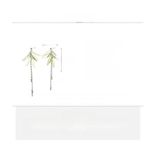 Detailed product specifications and size dimensions for acrylic leaf tassel earrings
