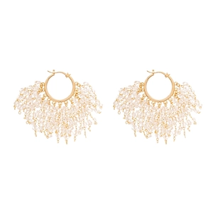 18k gold plated hoop earrings with sparkling star charms and crystal fringe tassels