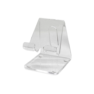 Minimalist clear acrylic phone stand for desk with anti-slip pads and transparent finish