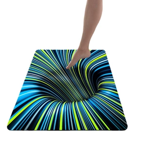 3D optical illusion abyss bath mat with anti-slip absorbent diatom mud surface
