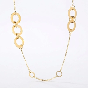 Minimalist Geometric Interlocked Circular Rings Stainless Steel Necklace Polished Circle Link Jewelry For Women