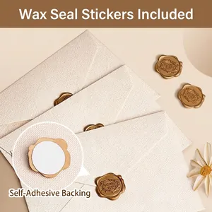 Linen texture envelope set with gold Thank You wax seal stickers and adhesive backing