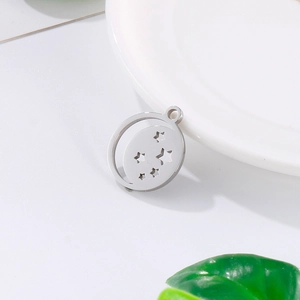 Star and moon cutout pendant in polished stainless steel for DIY jewelry making