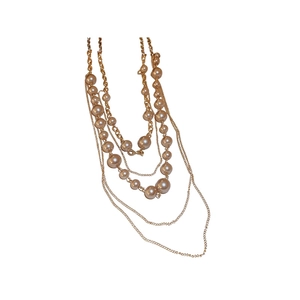 Elegant multi-layer gold alloy necklace with lustrous faux pearls for women