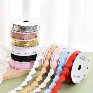 Heart Shaped Ribbon Decorative Lace Trim Satin Metallic Heart Chain For Gift Packaging DIY Crafts Flower Wedding Party Decor