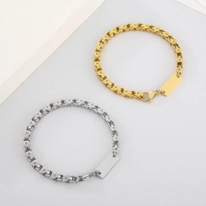 Titanium steel plum blossom chain necklace with gold and silver flower link design