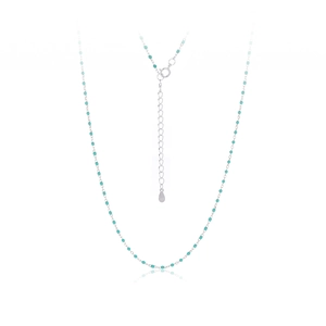 S925 Sterling Silver necklace with turquoise beads and adjustable extension chain