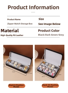Detail view of leather watch organizers with 6 and 10 slot capacity options