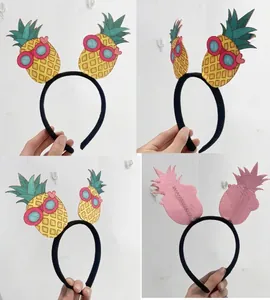 Detail view showing front and back craftsmanship of tropical pineapple party headband