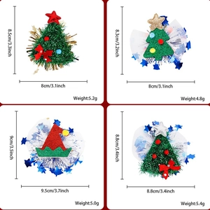Christmas tree and Santa hat hair clips set with detailed size and weight dimensions