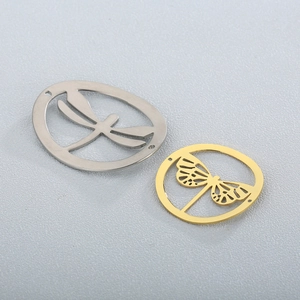 Stainless steel dragonfly and butterfly hollow charms in silver and gold finishes