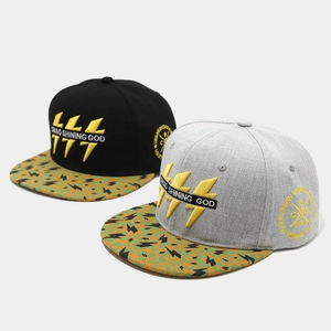 Snapback hip hop cap with lightning embroidery and leopard print brim for men and women