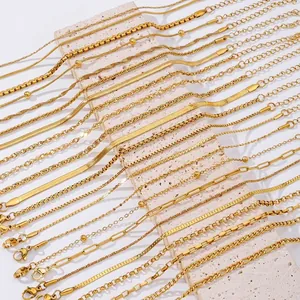 Elegant 18K Gold Plated Stainless Steel Chain Bracelet For Women Men Minimalist Snake Curb Box Link Fashion Jewelry