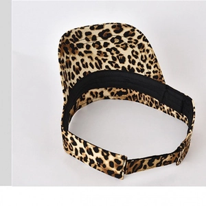 Women's leopard print sun visor hat for outdoor sports with adjustable strap and top open