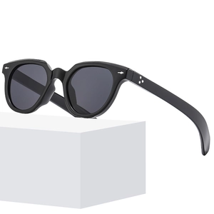 Retro black acetate sunglasses with thick frames and metal arrow rivet accents