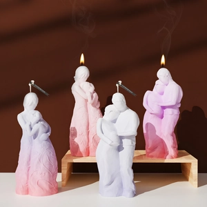 Artistic couple embrace candle mold in gradient pastel colors for DIY resin home decor