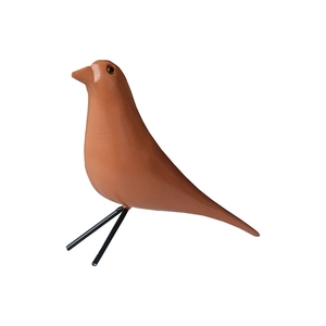 Statua di uccello minimalista in terracotta con gambe in metallo nero per decori moderni