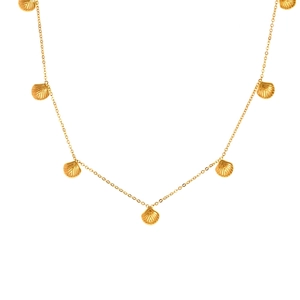 Elegante Collana Con Ciondolo A Conchiglia Acciaio Inossidabile Placcato Oro 18K Girocollo Geometrico Da Donna Gioielli
