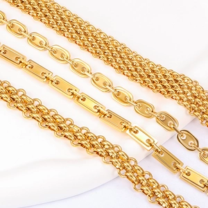 18K gold plated stainless steel DIY jewelry chains in oval and rectangle link designs