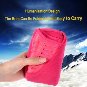 Pink winter thermal beanie with foldable brim design and breathable mesh fabric