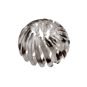 Detail of dark grey nest-shaped hair claw with retractable resin structure and teeth