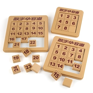 Magnetic number sliding puzzle game set with 3x3, 4x4, and 5x5 grid difficulty levels