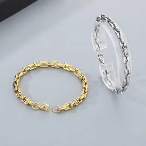 Minimalist Stainless Steel Link Chain Bracelet For Men Women Vacuum Plating Geometric Trendy Fashion Jewelry Gift