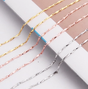 Elegant s925 silver ingot chain necklace for women in gold rose gold and silver finish