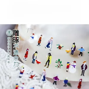 Detail of ultra-thin nail art stickers featuring winter hand-drawn illustrations and icons