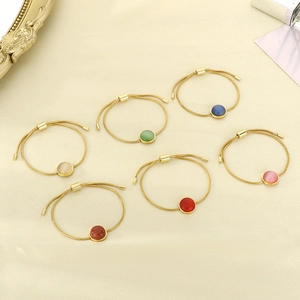 Bracelets chaîne serpent ajustables avec pierres naturelles rondes en six couleurs