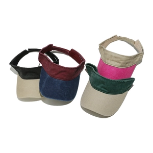 Vintage washed cotton sun visor hats in multiple colors with adjustable back strap