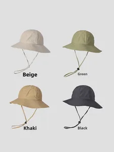 Outdoor bucket hats in four colors with adjustable windproof chin straps and air vents