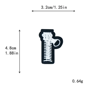 Zipper design embroidery patch for DIY decor with size dimensions 4.8cm by 3.2cm