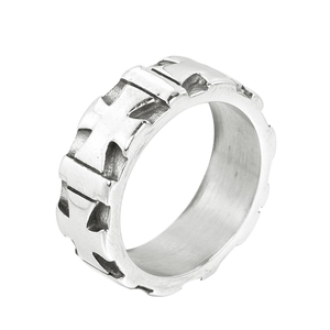 Vintage Stainless Steel Cross Carved Band Ring For Men Women Gothic Punk Jewelry Retro Religious Style Finger Ring Gift
