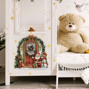 Kreative Weihnachten Weihnachtsmann Schneeflocke Stern Wandaufkleber Abnehmbare PVC Wandtattoos Für Kinderzimmer Haus Deko